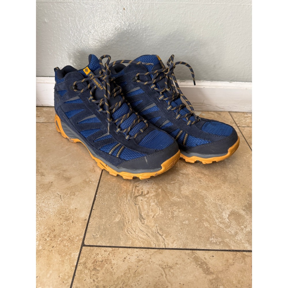 Columbia Mens Hiking Boots Navy Blue Orange Suede Mesh YM1016-476 Size 12
